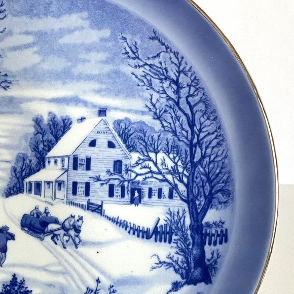 Currier Ives Price Import The Homestead In Winter American Scenes Plate Japan - Picture 4 of 6